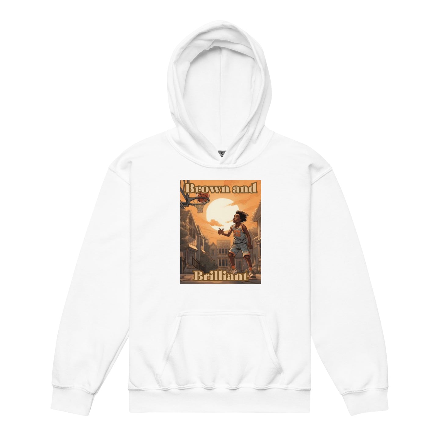 Brown and Brilliant Basketball Athlete Youth heavy blend hoodie