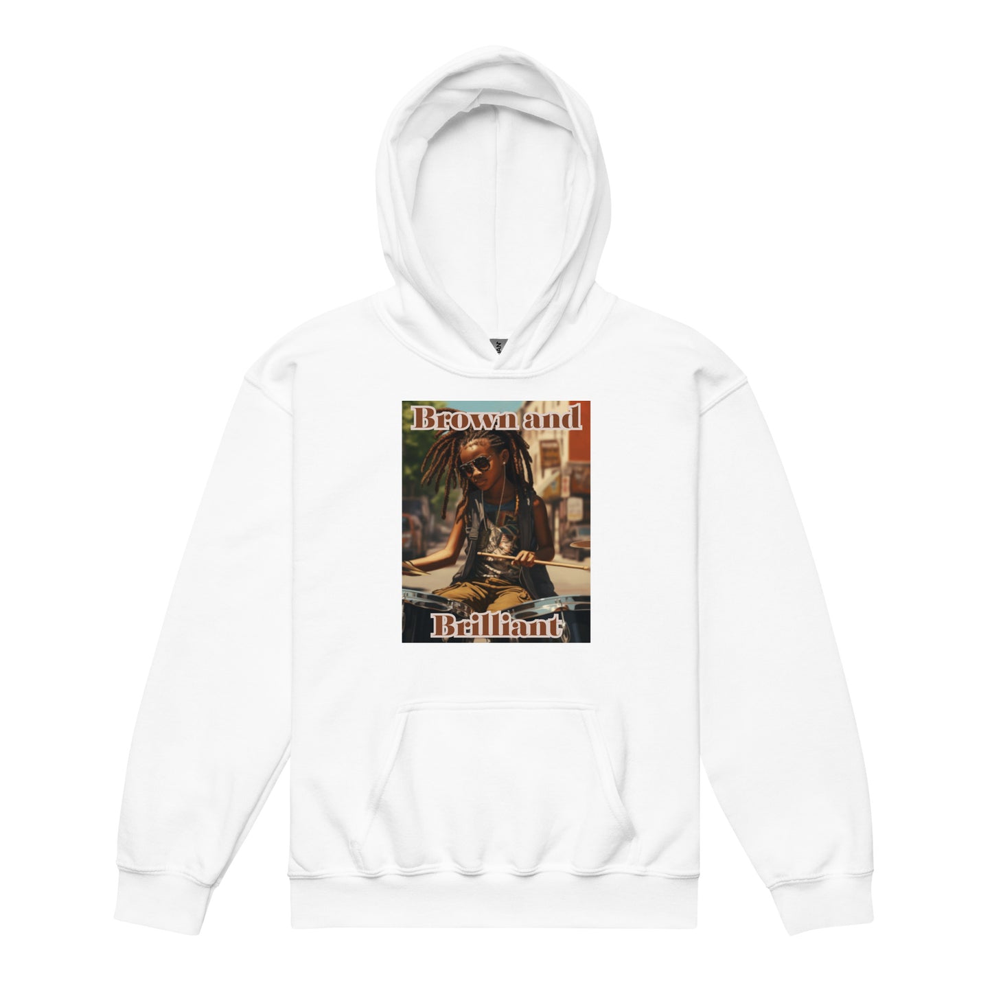 Brown and Brilliant Drummer Youth heavy blend hoodie