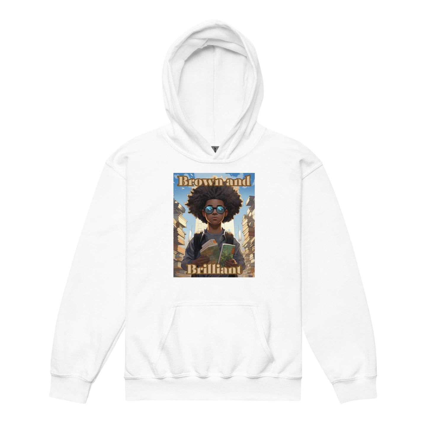 Brown and Brilliant Reader Youth heavy blend hoodie