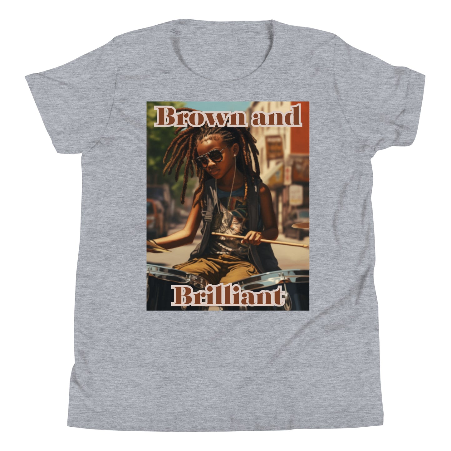 Brown and Brilliant Drummer Youth Short Sleeve T-Shirt