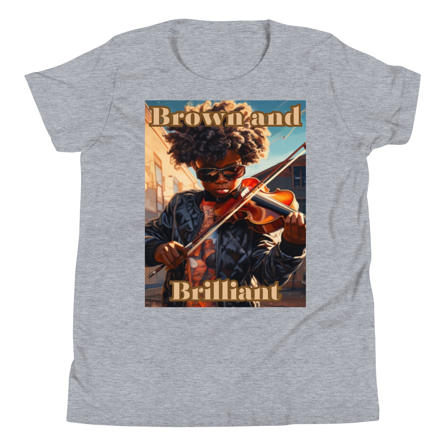 Brown and Brilliant Musician Youth Short Sleeve T-Shirt