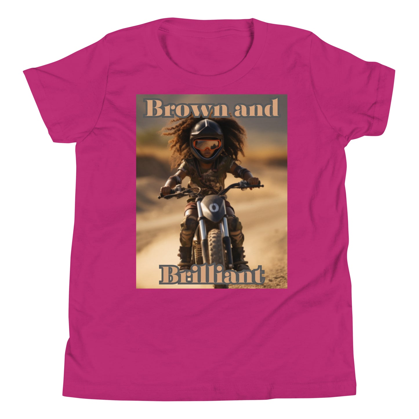 Brown and Brilliant Biker Youth Short Sleeve T-Shirt