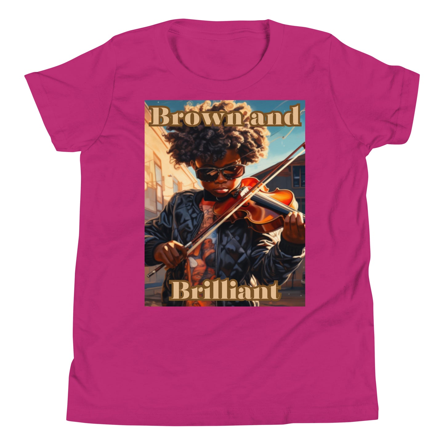 Brown and Brilliant Musician Youth Short Sleeve T-Shirt