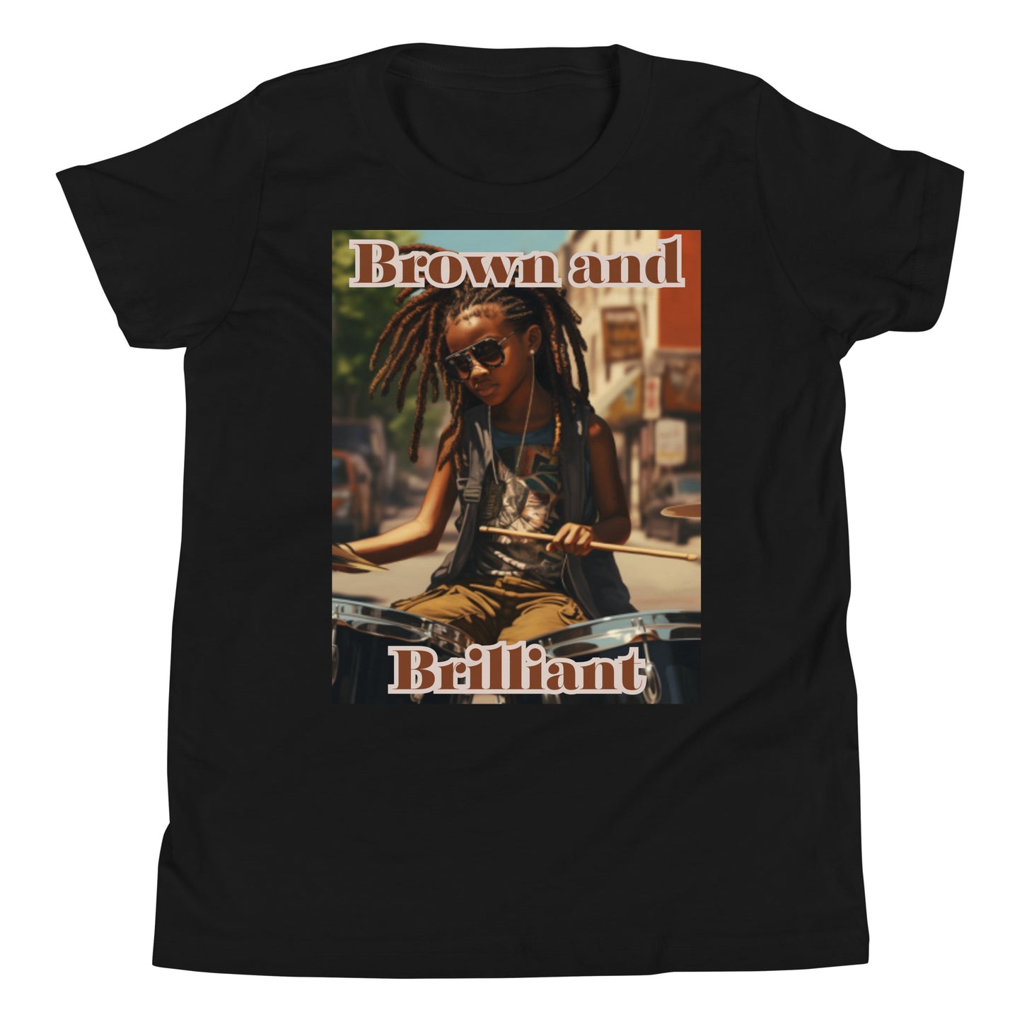 Brown and Brilliant Drummer Youth Short Sleeve T-Shirt