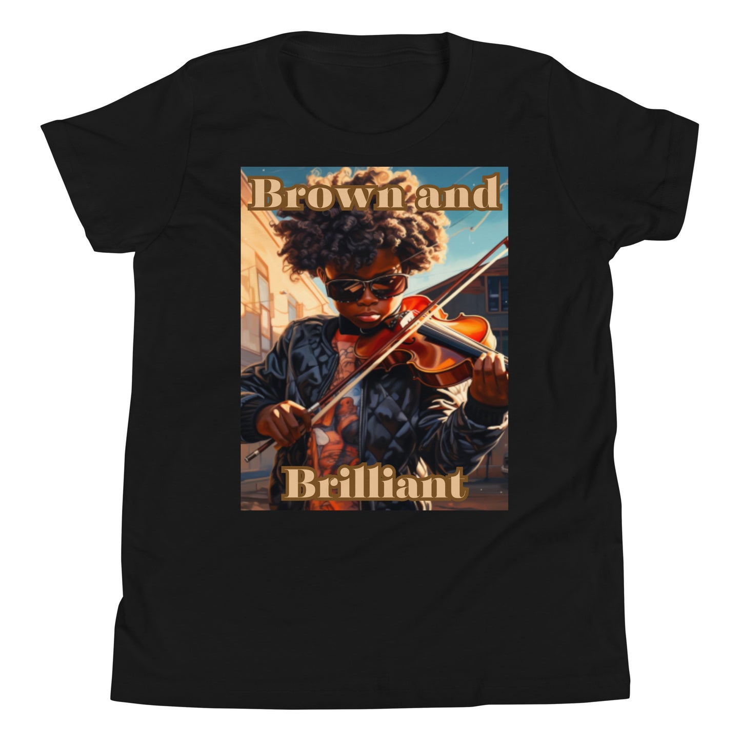 Brown and Brilliant Musician Youth Short Sleeve T-Shirt