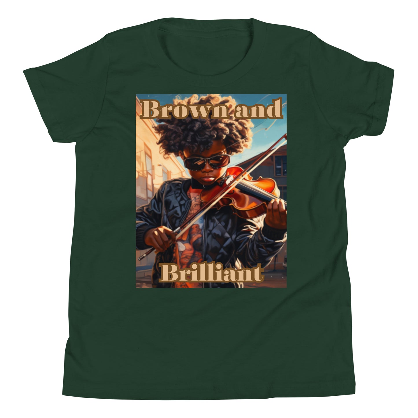 Brown and Brilliant Musician Youth Short Sleeve T-Shirt