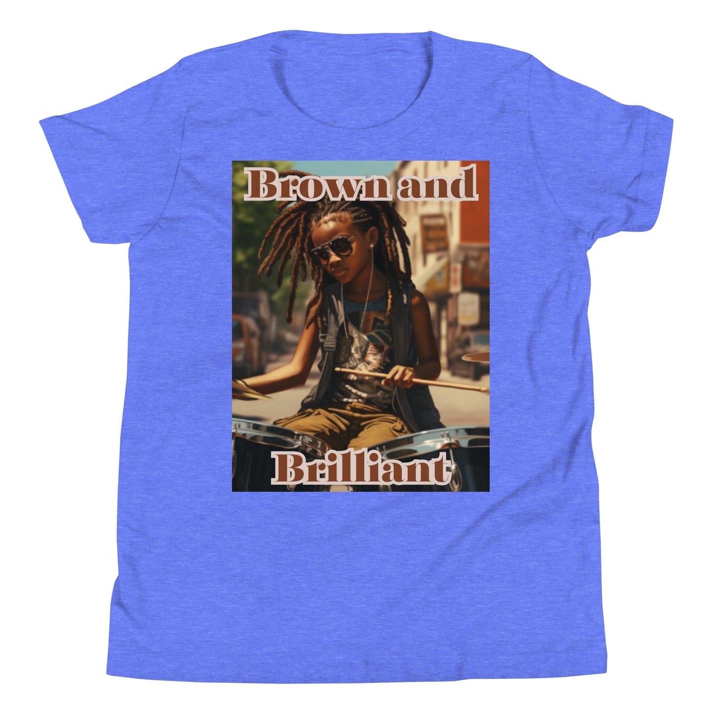 Brown and Brilliant Drummer Youth Short Sleeve T-Shirt