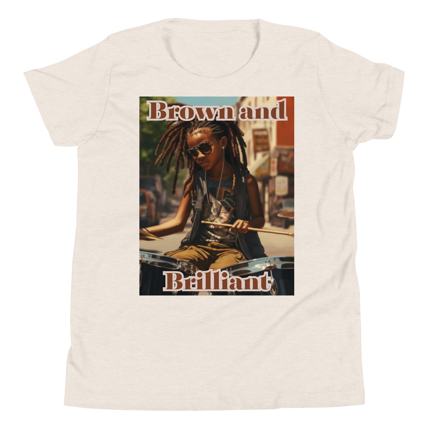 Brown and Brilliant Drummer Youth Short Sleeve T-Shirt