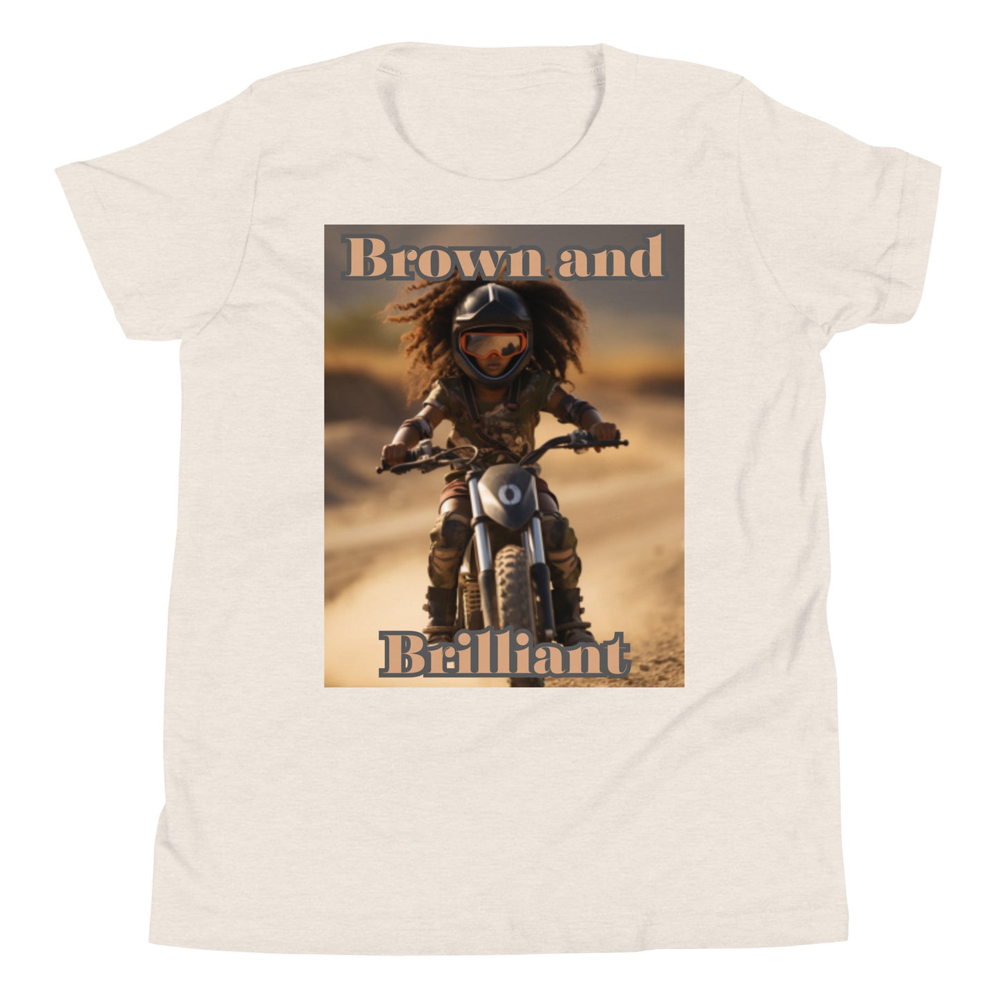 Brown and Brilliant Biker Youth Short Sleeve T-Shirt