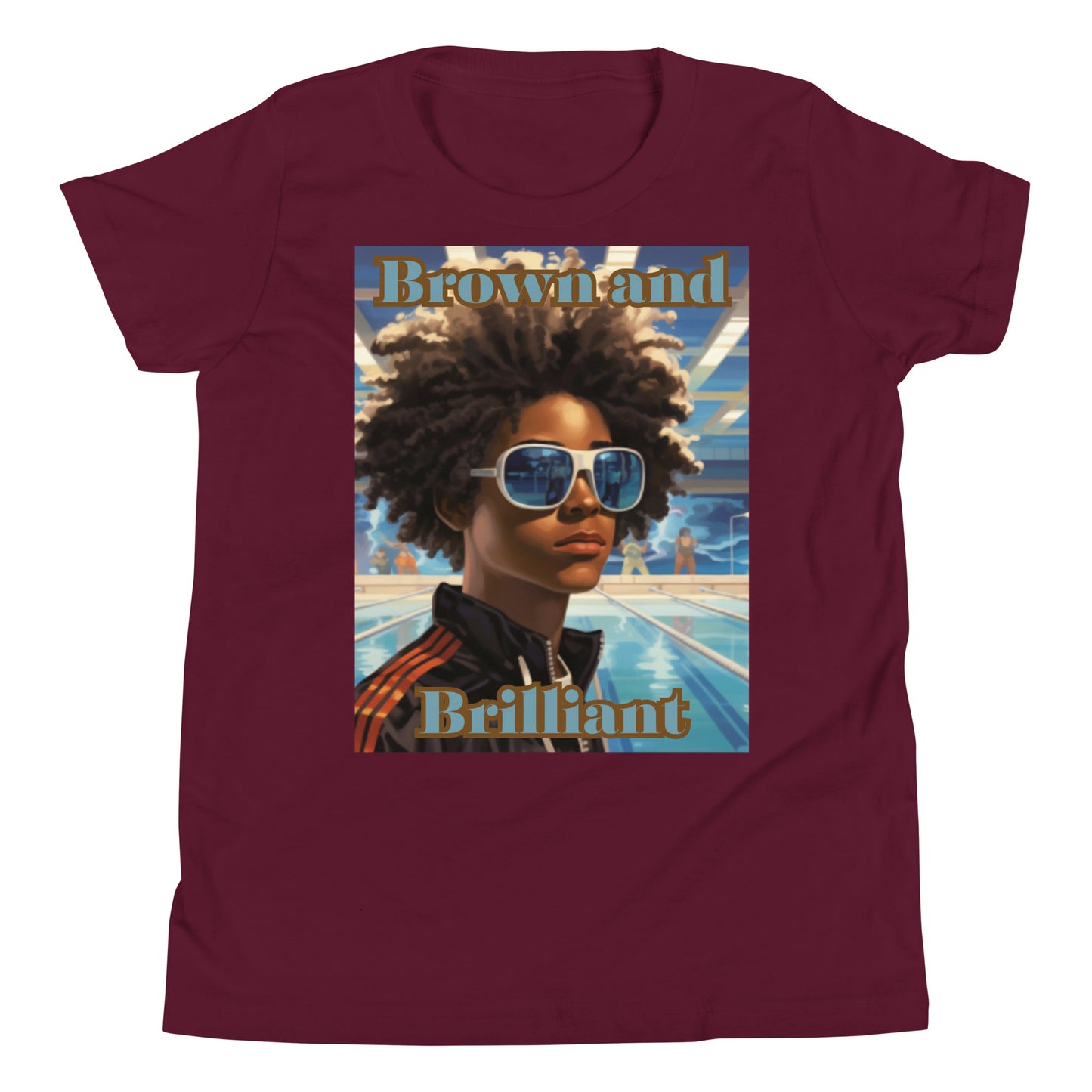 Brown and Brilliant Swimmer Youth Short Sleeve T-Shirt