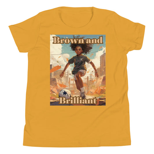 Brown and Brilliant Soccer Athlete Youth Short Sleeve T-Shirt