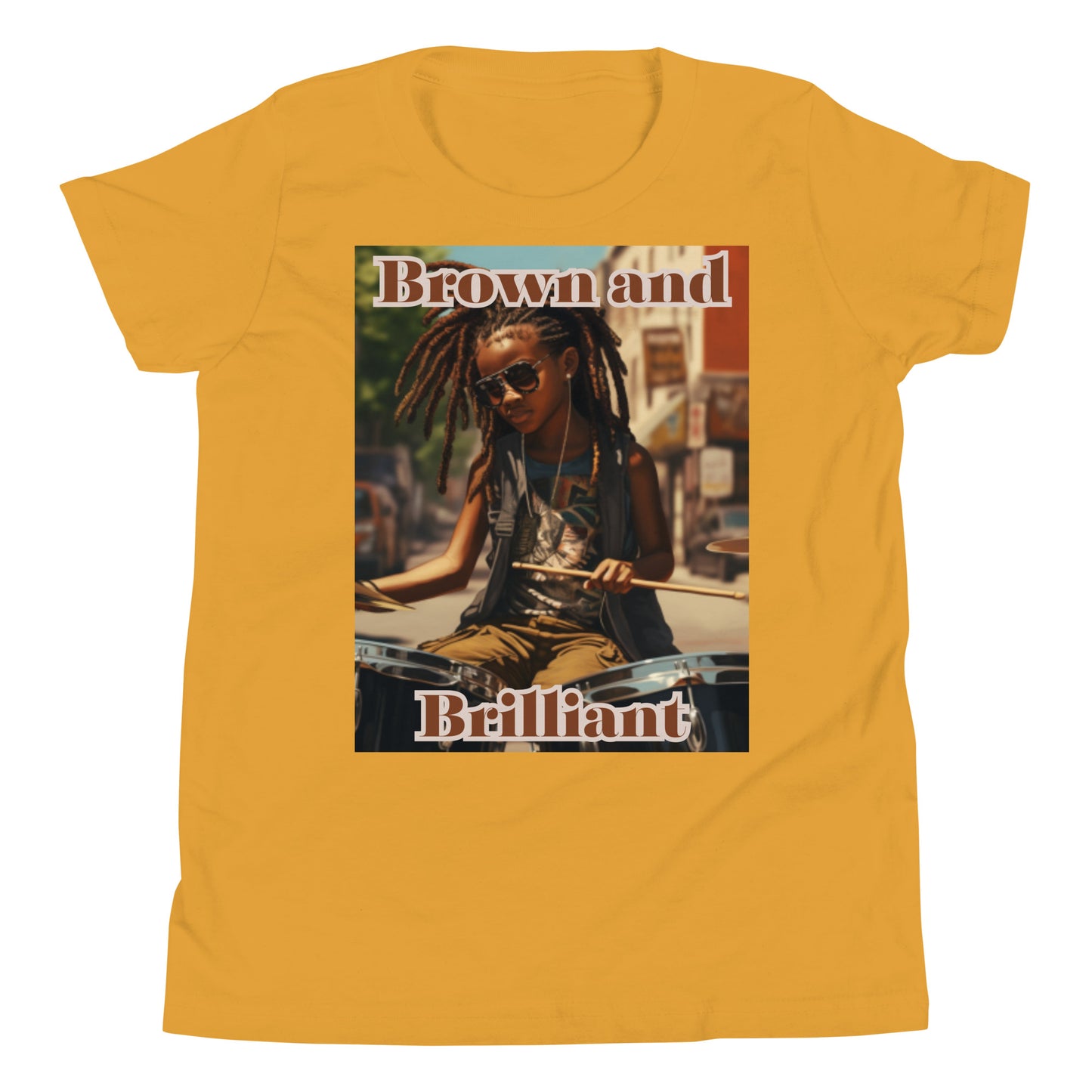 Brown and Brilliant Drummer Youth Short Sleeve T-Shirt