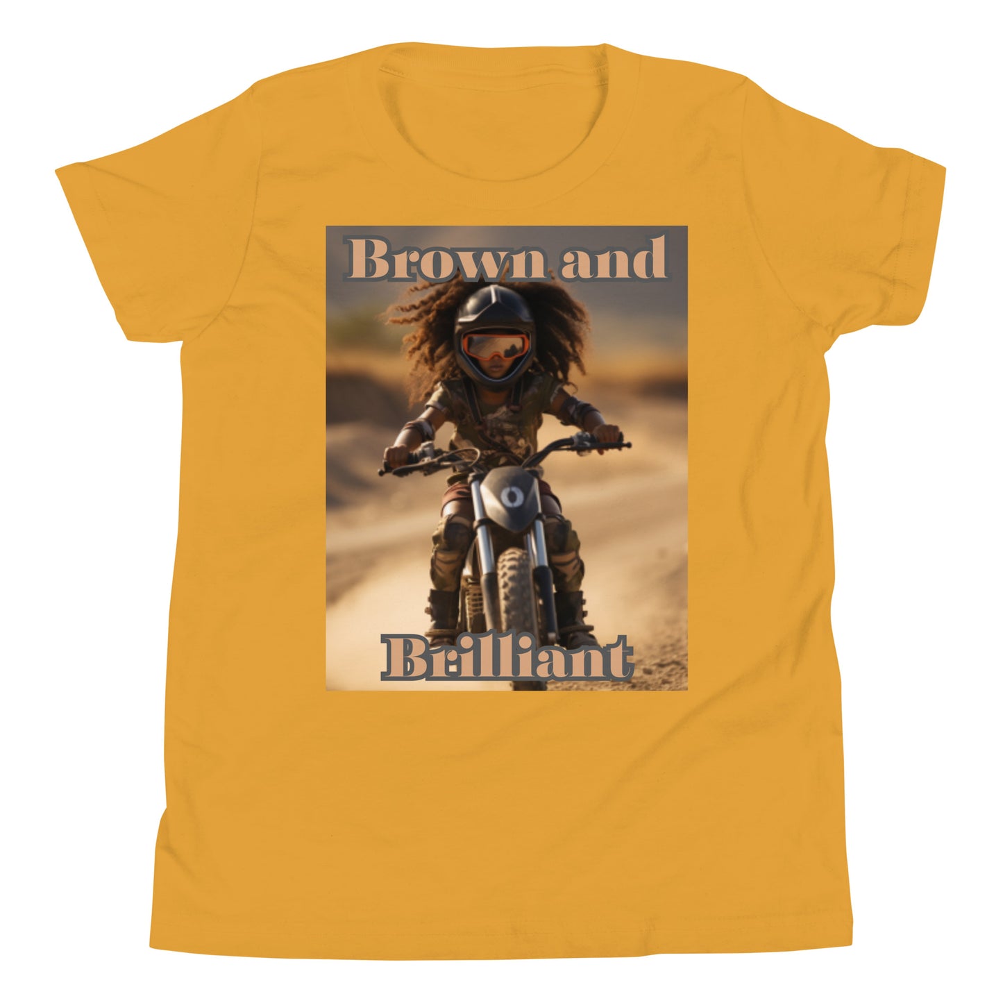 Brown and Brilliant Biker Youth Short Sleeve T-Shirt