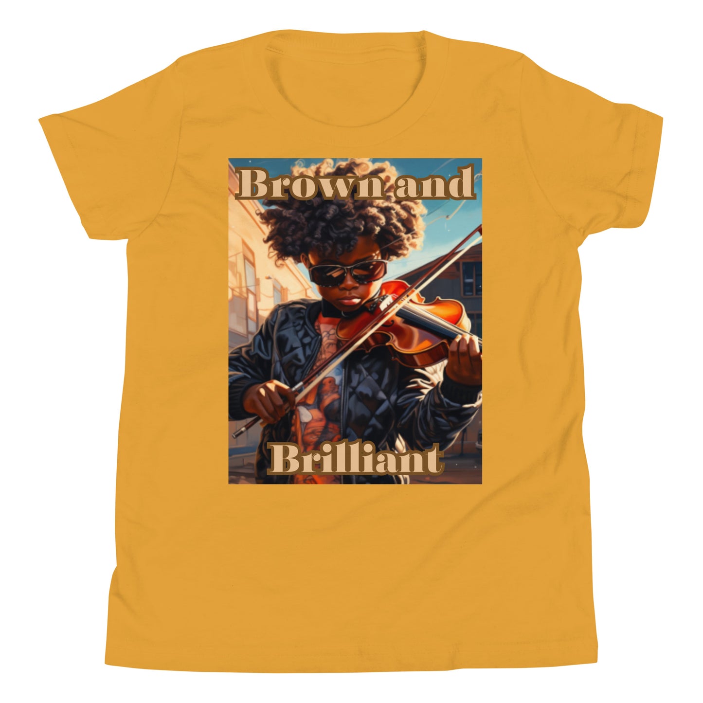 Brown and Brilliant Musician Youth Short Sleeve T-Shirt