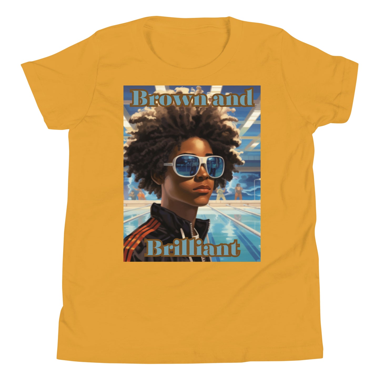 Brown and Brilliant Swimmer Youth Short Sleeve T-Shirt