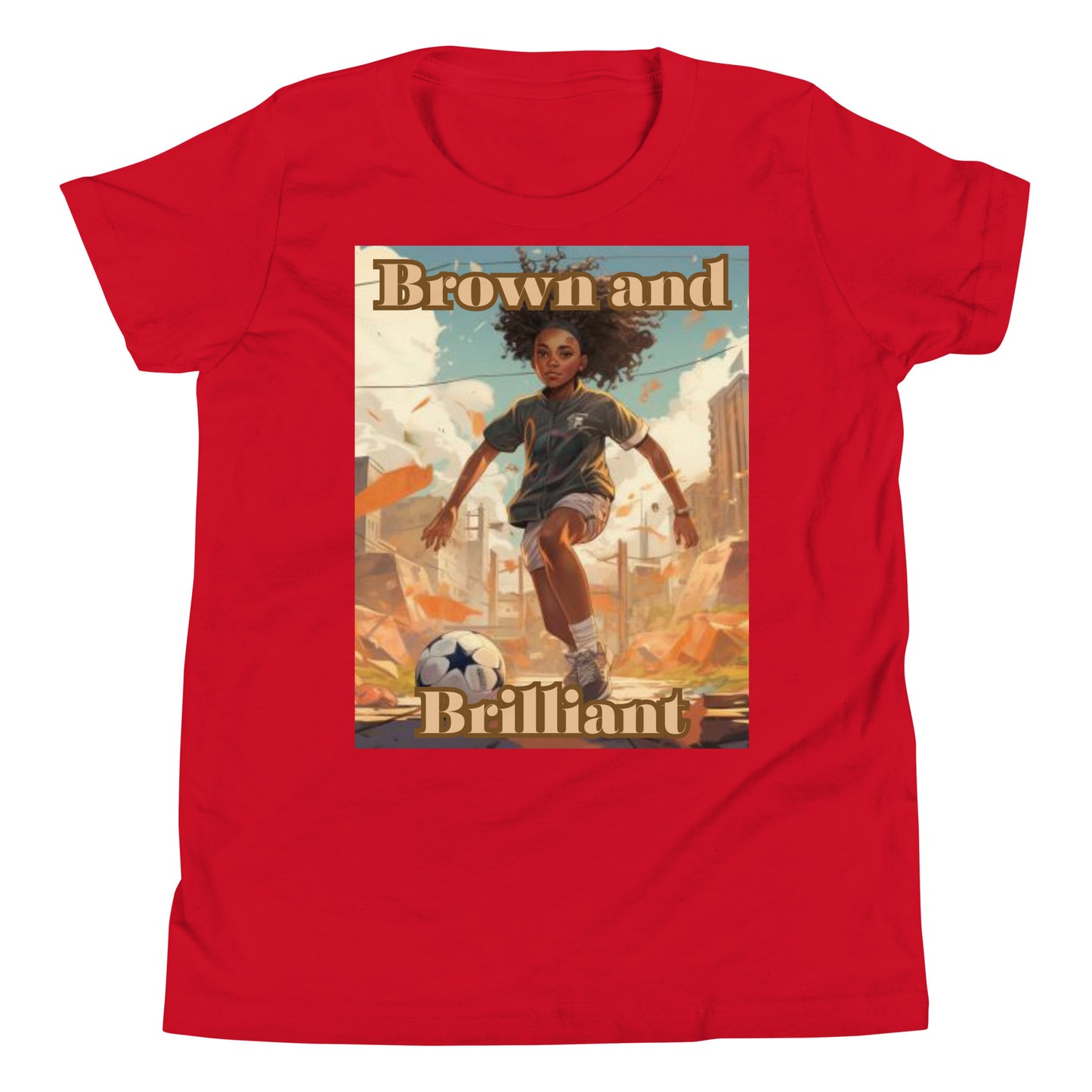 Brown and Brilliant Soccer Athlete Youth Short Sleeve T-Shirt