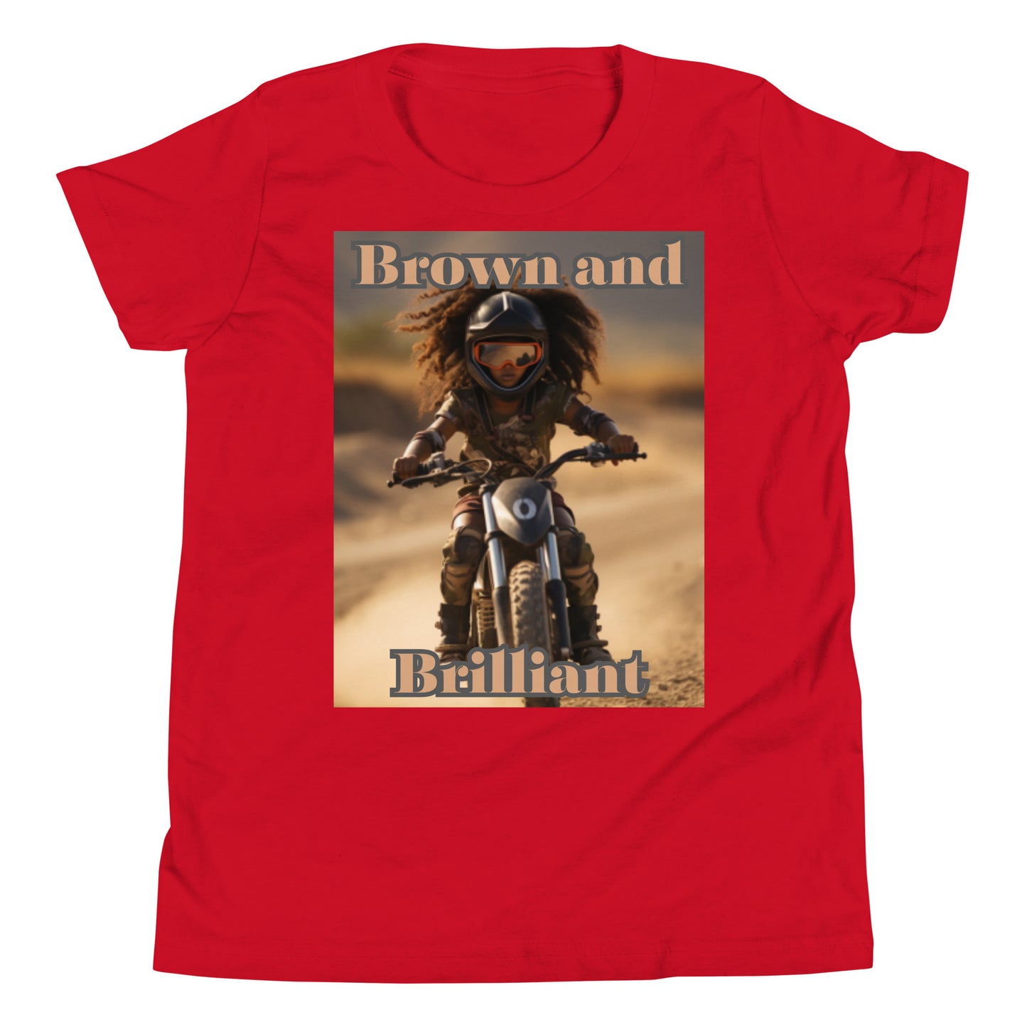 Brown and Brilliant Biker Youth Short Sleeve T-Shirt