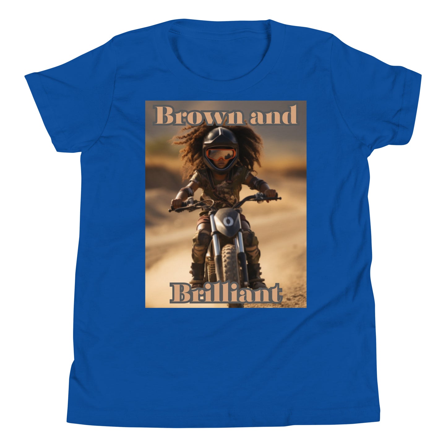 Brown and Brilliant Biker Youth Short Sleeve T-Shirt