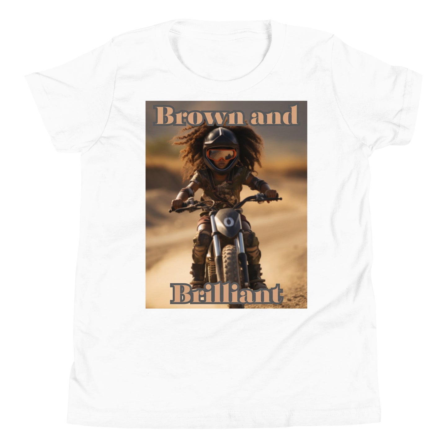 Brown and Brilliant Biker Youth Short Sleeve T-Shirt